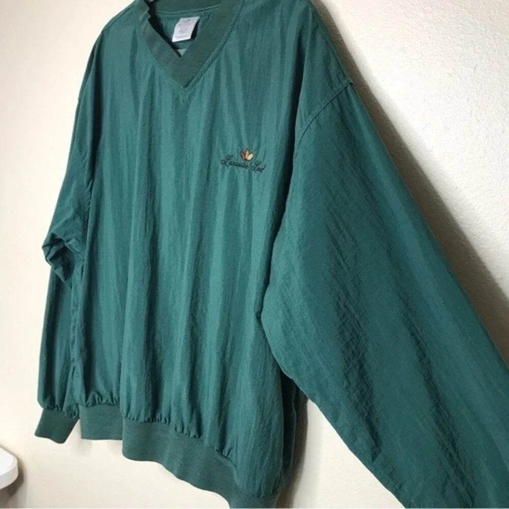 Vintage Munsingwear Lancaster Leaf V Neck Pullover Green Windbreaker Men Large